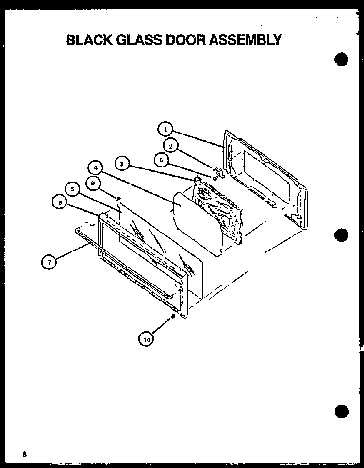 Black Glass Door Assembly Diagram and Parts List for SBE56FXW P1137959NW Amana Range