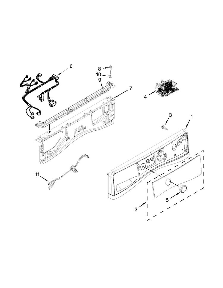 Control Panel Parts Diagram and Parts List for NFW5700BW0  Amana Washer