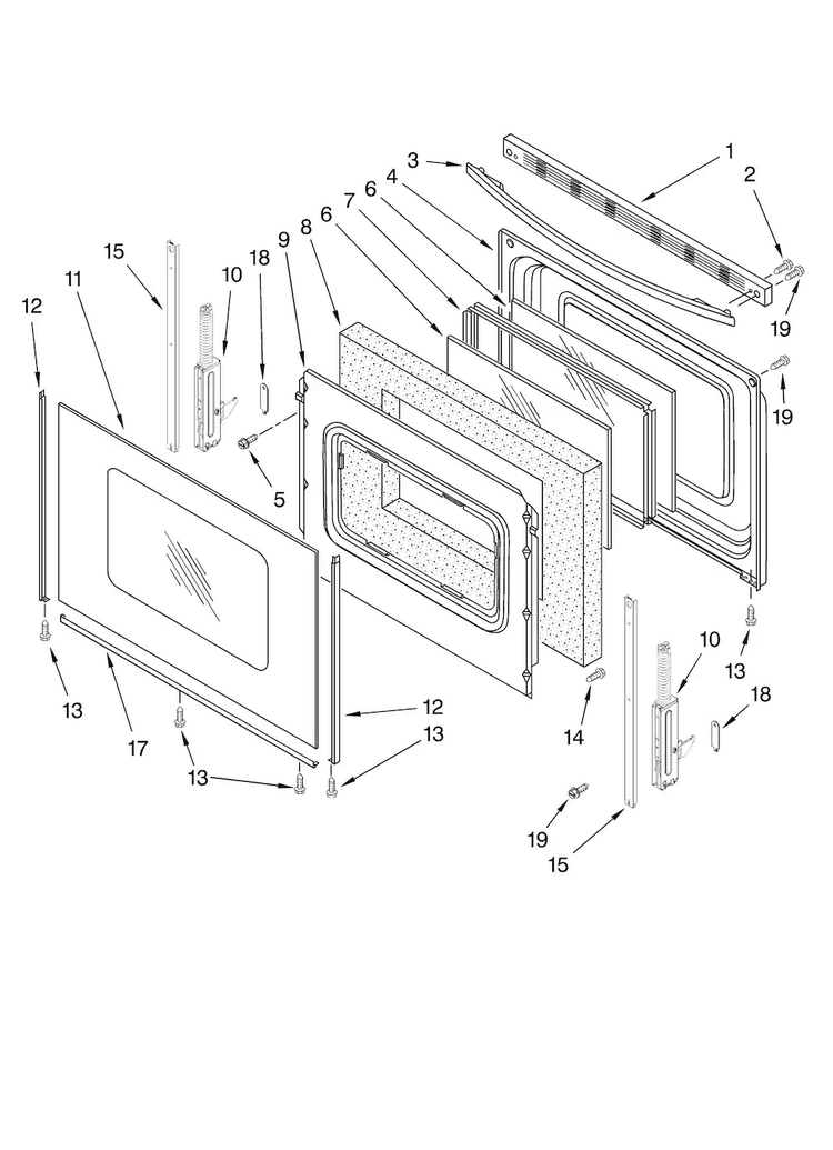 Door Parts Diagram and Parts List for AGR5844VDS0  Amana Range