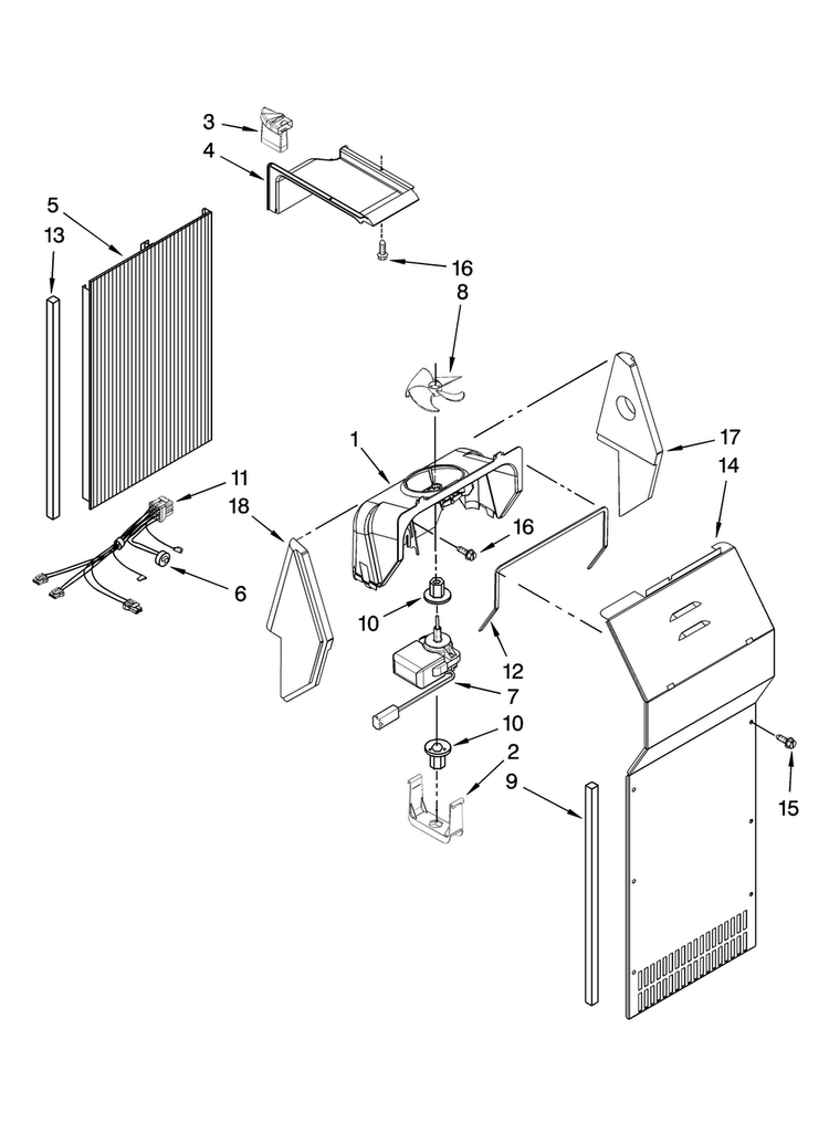 Air Flow Parts Diagram and Parts List for JCB2488MTR00  Jenn-Air Refrigerator