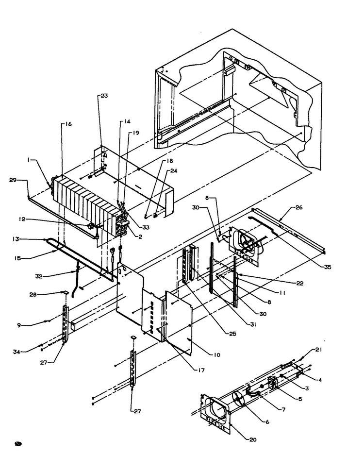Evaporator Area Diagram and Parts List for TC18A3-P1181812W  Amana Refrigerator