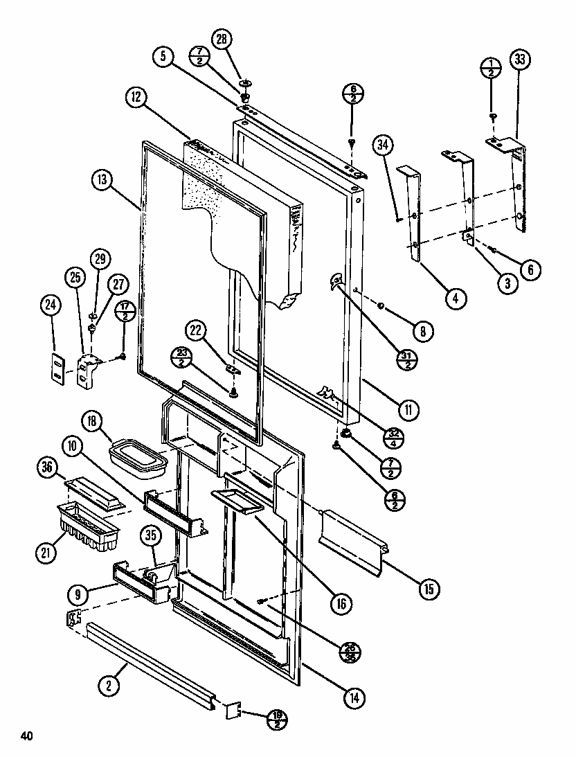 Door (tl22n/p1106215w) (tli22n/p1106224w) Diagram and Parts List for TL18N-P1106211W  Amana Refrigerator
