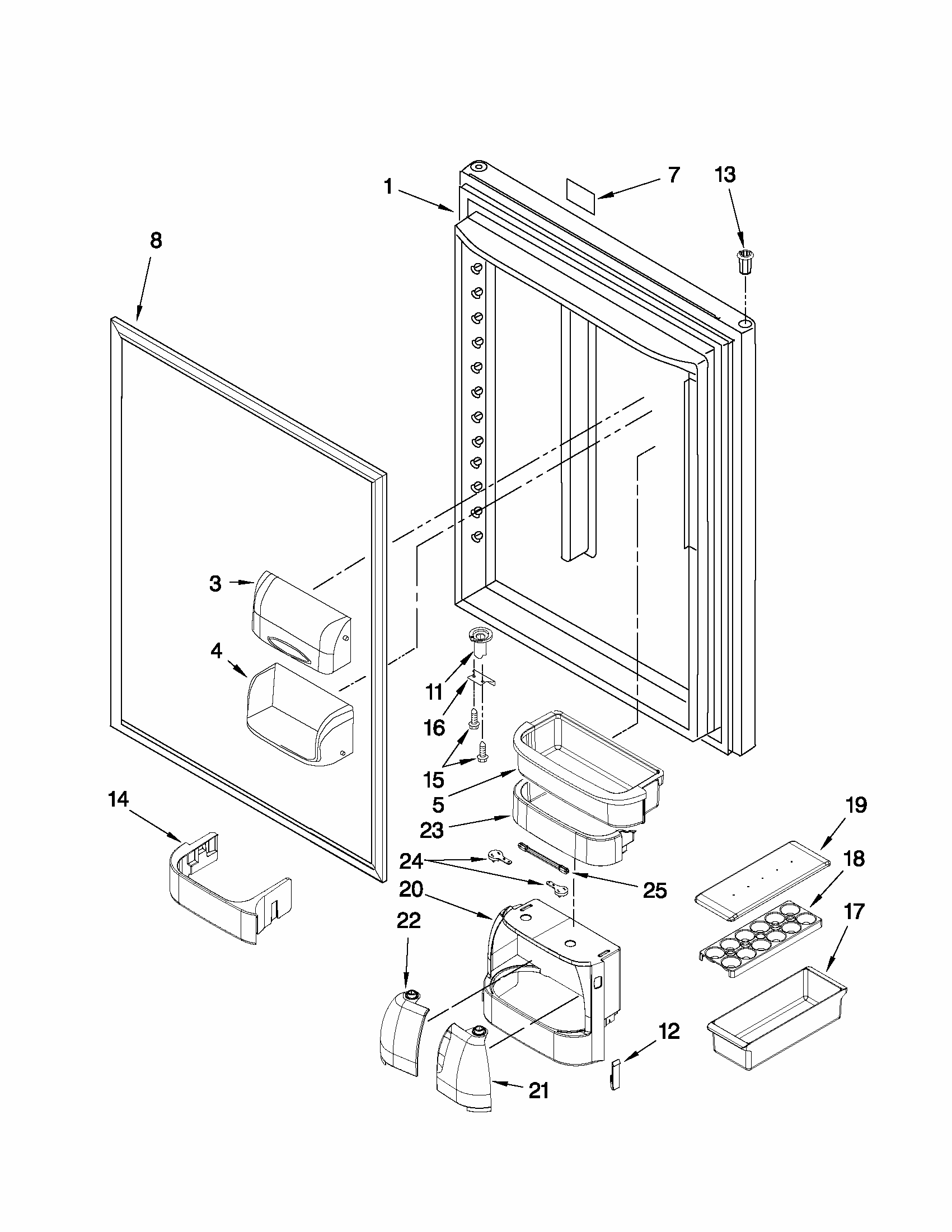 Refrigerator Door Parts Diagram and Parts List for GB2026PEKB5  Amana Refrigerator