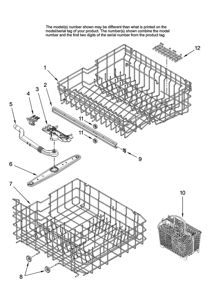Upper And Lower Rack Parts Diagram and Parts List for MDB7601AWS41  Maytag Dishwasher