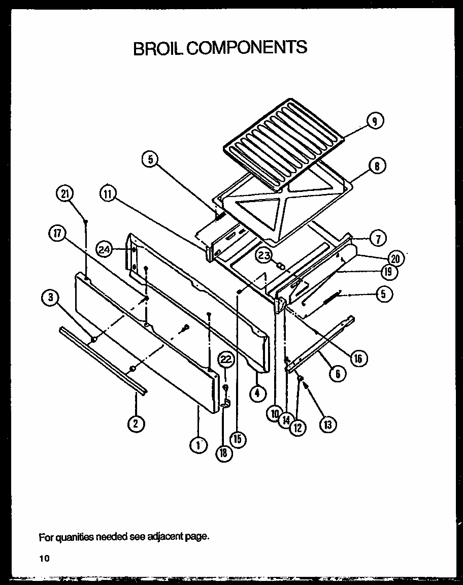 Broil Components Diagram and Parts List for GBK26FS0 P1142147NW Amana Range