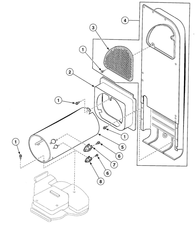 Heater Duct Diagram and Parts List for SDGY09LF  Speed Queen Dryer