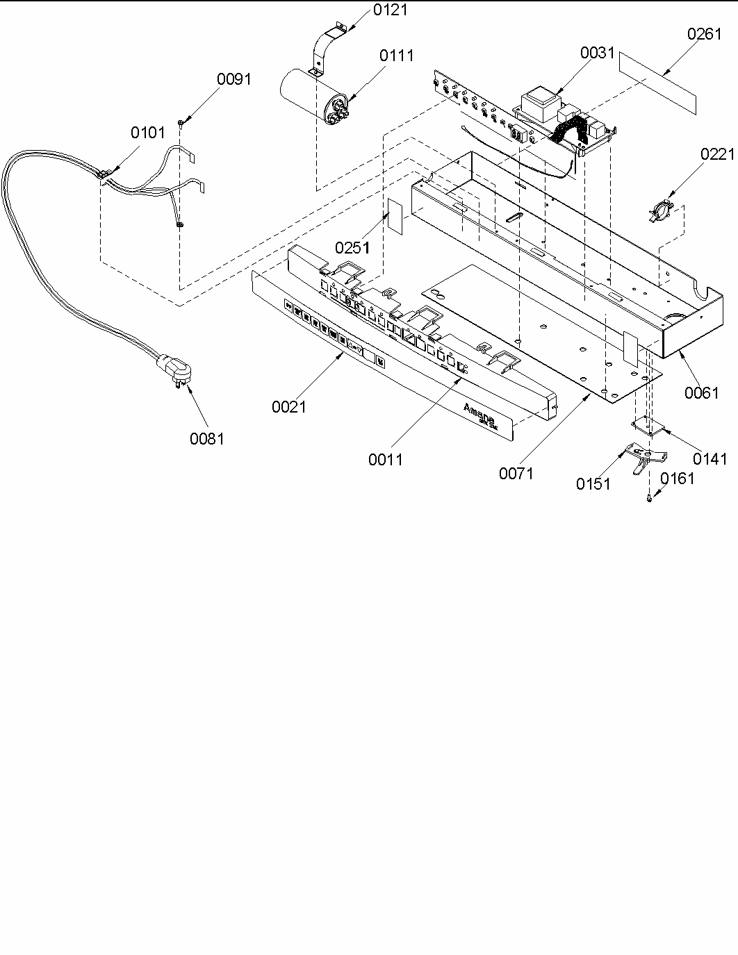 Control Assembly Diagram and Parts List for 10M12TA-P1230806R  Amana Air Conditioner