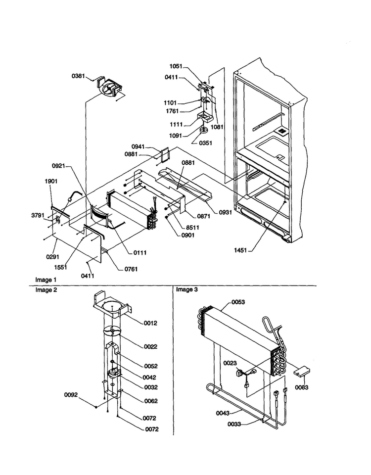 Evaporator And Freezer Control Diagram and Parts List for BCI20TL-P1309701WL  Amana Refrigerator
