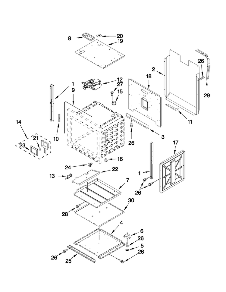 Lower Oven Parts Diagram and Parts List for JJW2727WS01  Jenn-Air Wall Oven