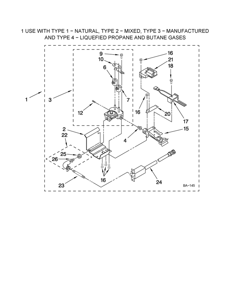 3402855 Burner Assembly Diagram and Parts List for MGT3800TW2  Maytag Washer Dryer Combo