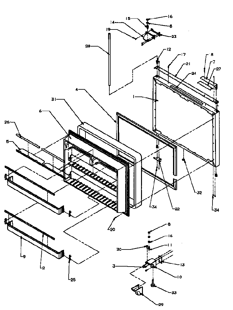 Freezer Door Diagram and Parts List for BX22RE-P1161604WE  Amana Refrigerator