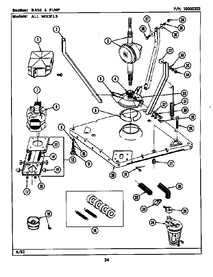 Base & Pump Diagram and Parts List for LSE9900AFE  Maytag Washer Dryer Combo