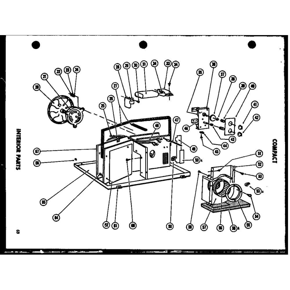 Interior Parts 1 Diagram and Parts List for 109-2GH P54390-84R Amana Air Conditioner