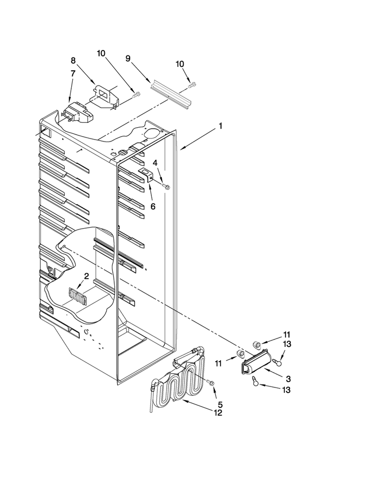 Refrigerator Liner Parts Diagram and Parts List for MSD2272VES01  Maytag Refrigerator