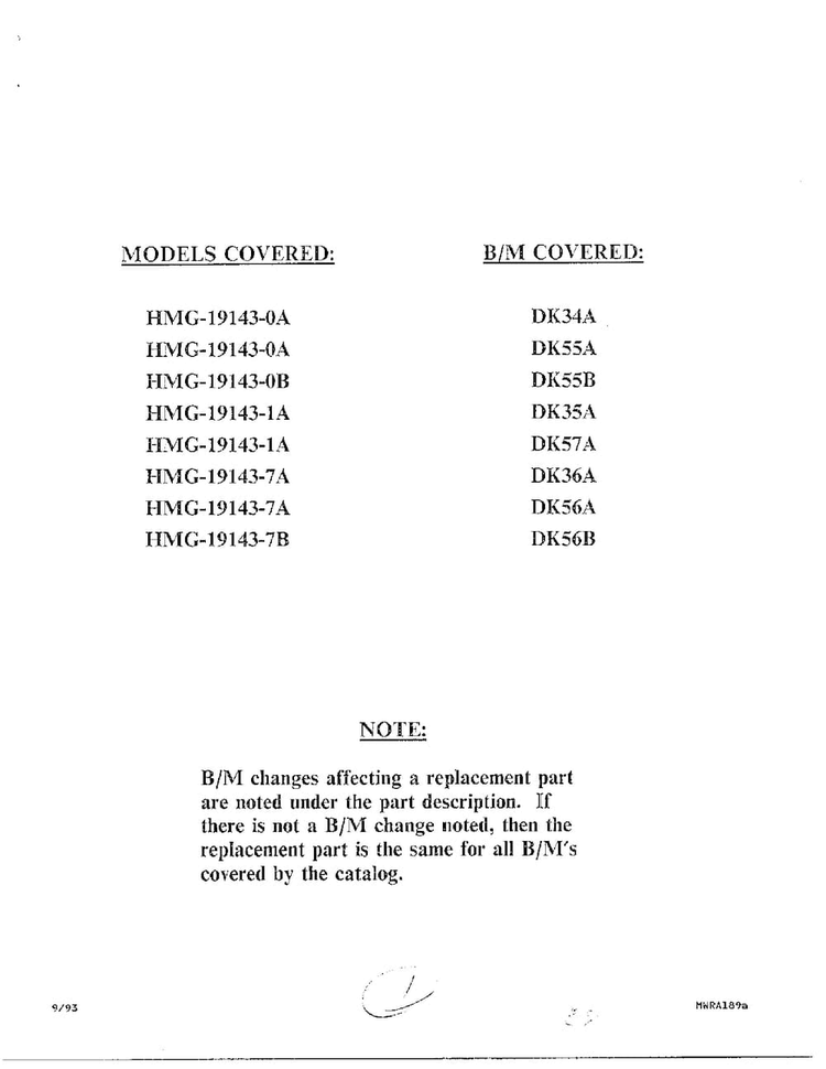 Front Page Diagram and Parts List for 19143-0B  Admiral Refrigerator