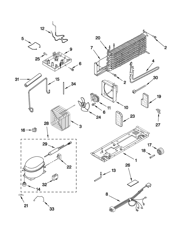 Unit Parts Diagram and Parts List for C8TXNGFXB00  Magic Chef Refrigerator