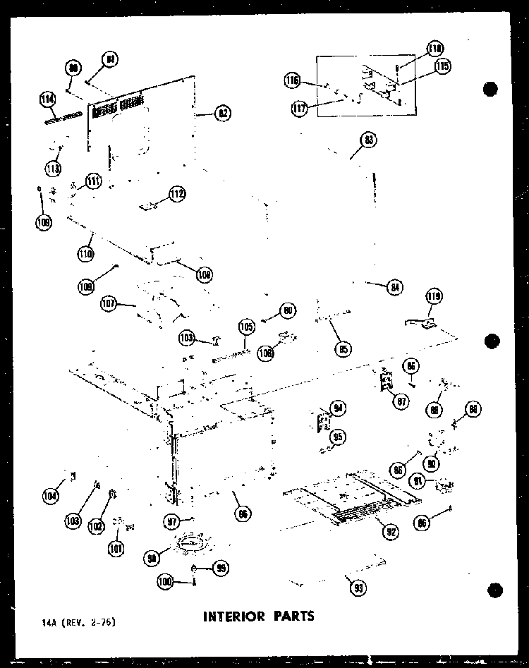 Interior Parts Diagram and Parts List for RC-10PB P71304-2M Amana Microwave