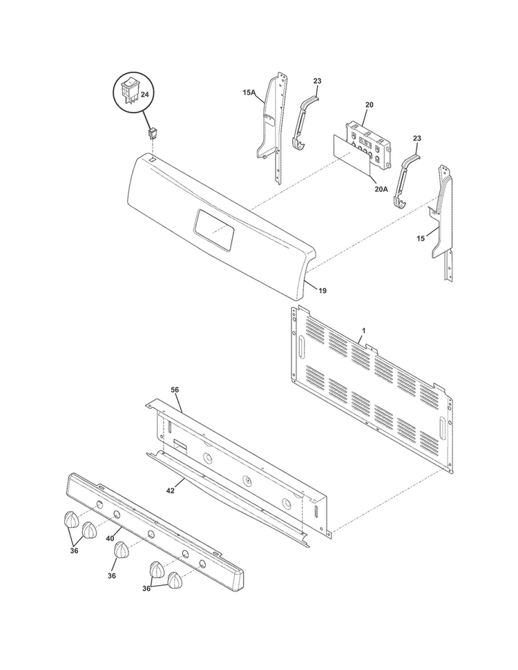 Backguard Diagram and Parts List for CRG3180PWA  Crosley Range