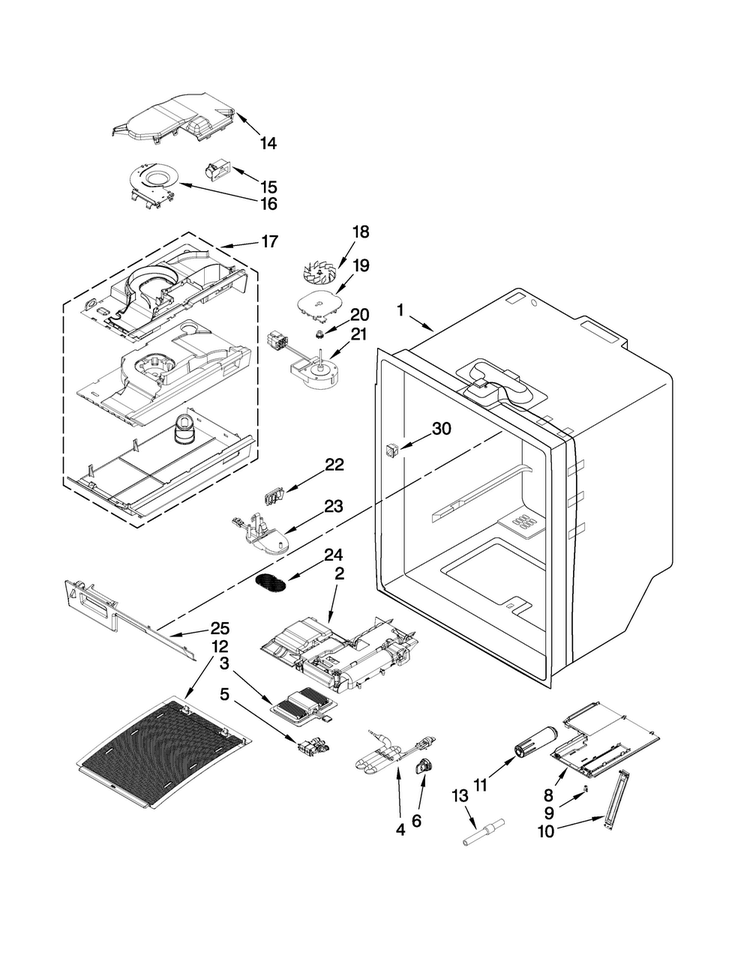 Refrigerator Liner Parts Diagram and Parts List for MFT2771WEM2  Maytag Refrigerator
