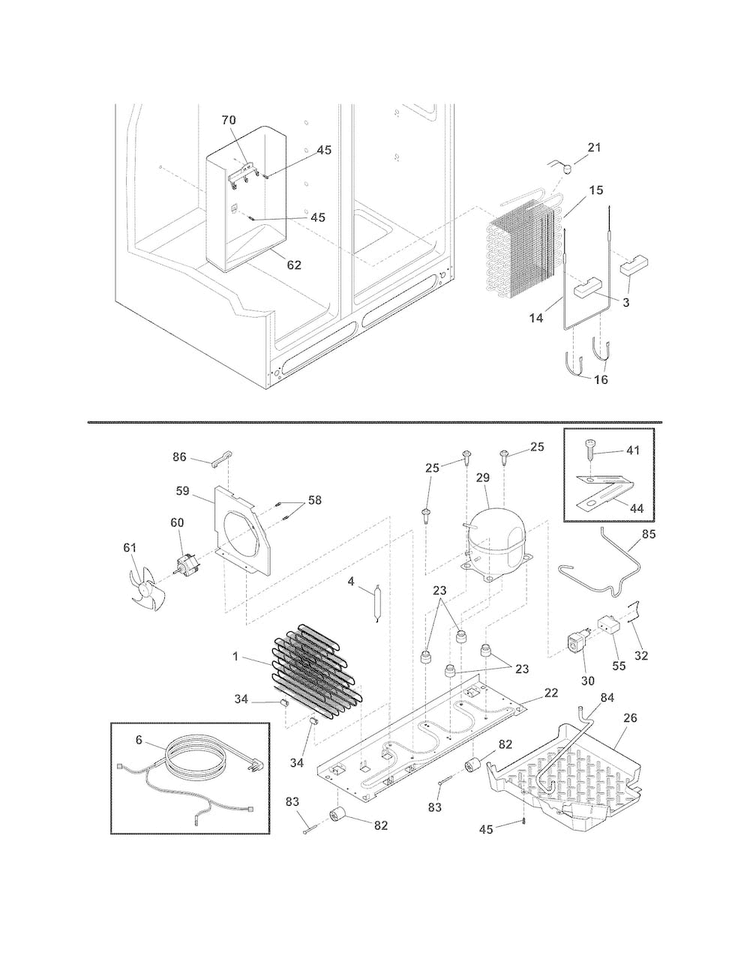 System Diagram and Parts List for CRSH238MS4  Crosley Refrigerator