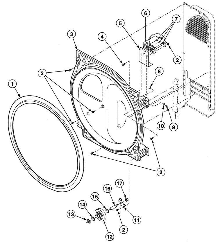 Roller Assy Diagram and Parts List for SDE607LF  Speed Queen Dryer
