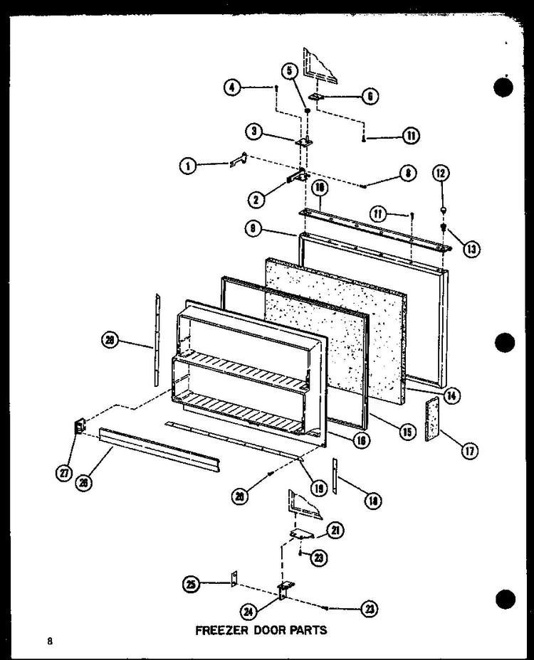 Freezer Door Parts Diagram and Parts List for BCI20BG-P6023518WG  Amana Refrigerator