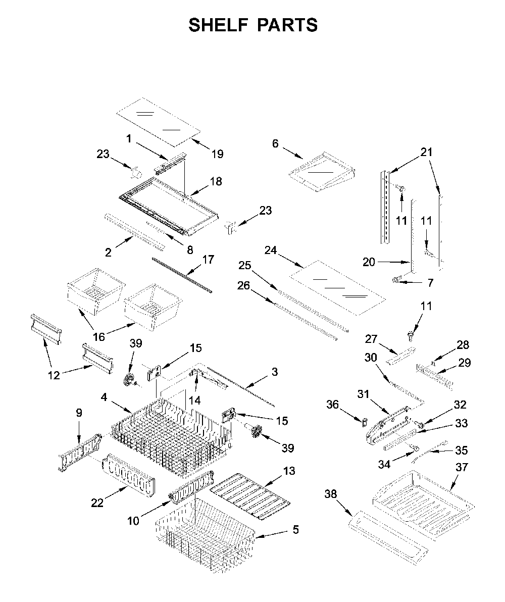 Shelf parts Diagram and Parts List for MFF2558FEZ05  Maytag Refrigerator