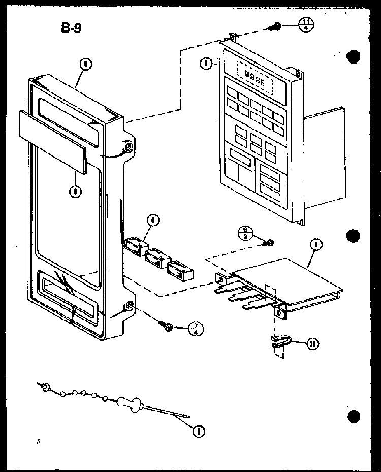 Control Panel Diagram and Parts List for RO-1010 P75992-2M Amana Microwave