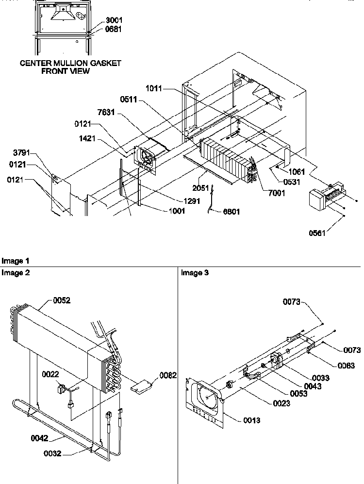 Evaporator And Fan Motor Assemblies Diagram and Parts List for TGI18V1L-P1310801WL  Amana Refrigerator