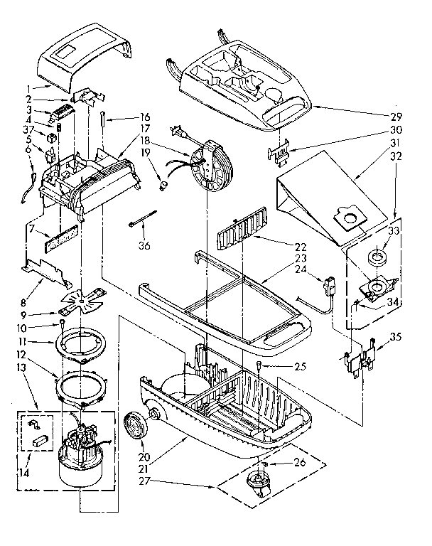 Base Assembly Diagram and Parts List for 1162497184  Kenmore Canister Vacuum