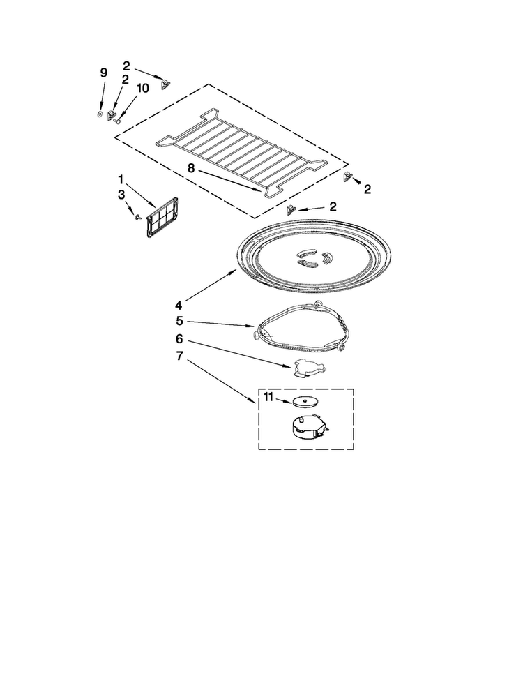 Turntable Parts Diagram and Parts List for JMV9186WP0  Jenn-Air Microwave