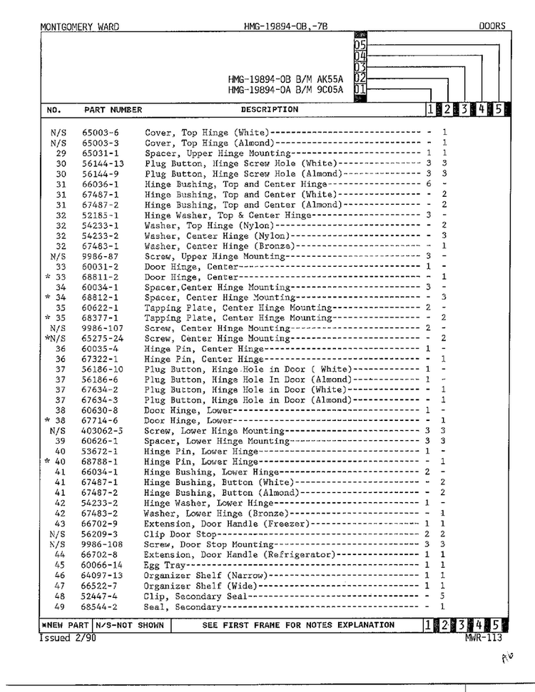 Doors Page 3 Diagram and Parts List for 19894A  Admiral Refrigerator