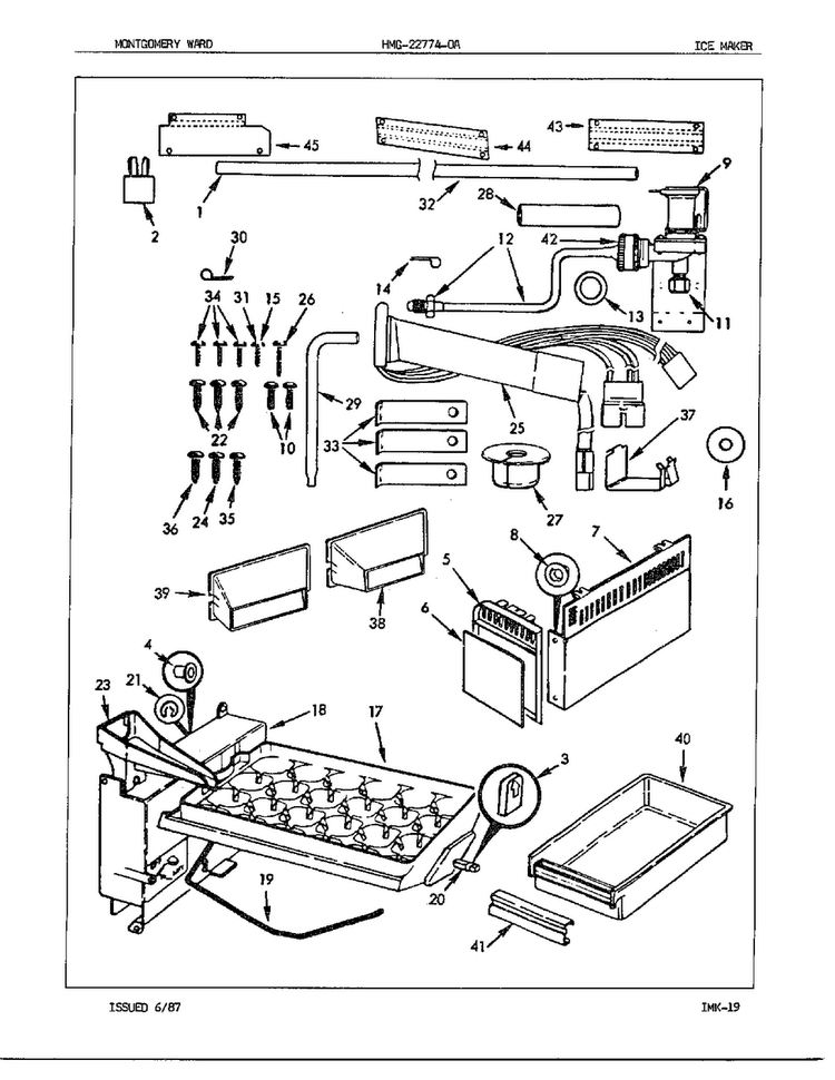 Ice Maker Diagram and Parts List for 22774A  Admiral Refrigerator