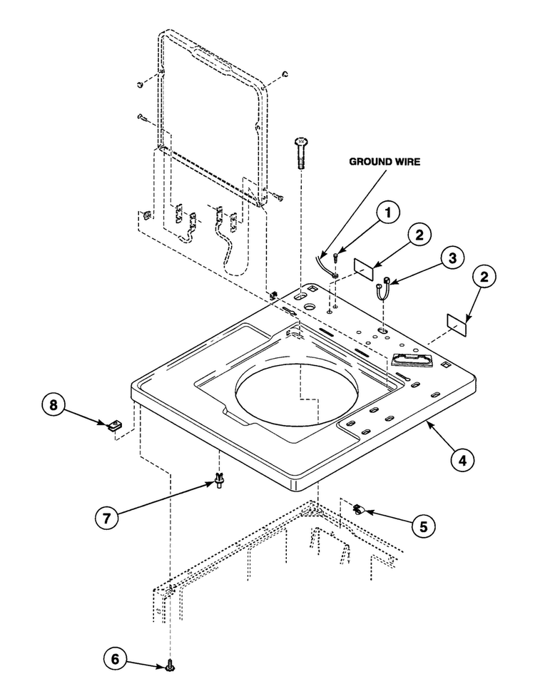 Cabinet Top Diagram and Parts List for SWT020LA  Speed Queen Washer