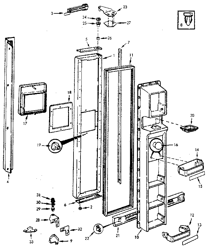 Freezer Door Diagram and Parts List for JRSD224B M7N07A Jenn-Air Refrigerator