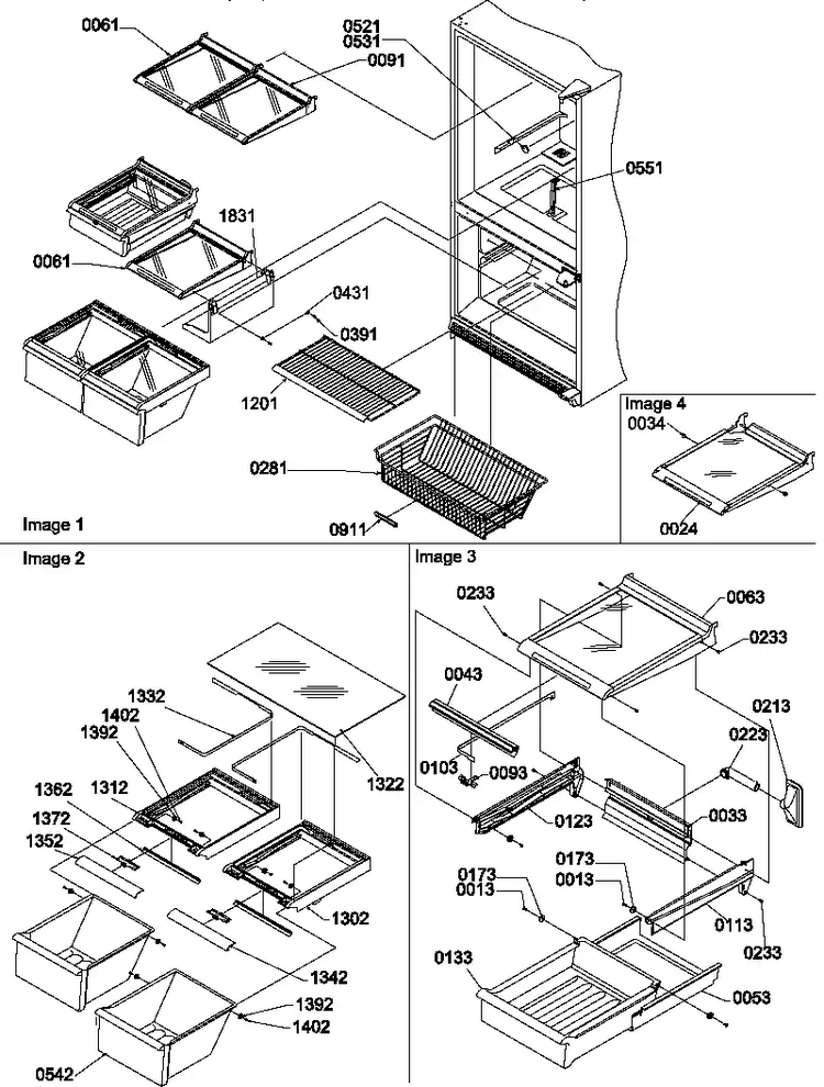 Shelving Assemblies Diagram and Parts List for BR22TE-P1196709WE  Amana Refrigerator
