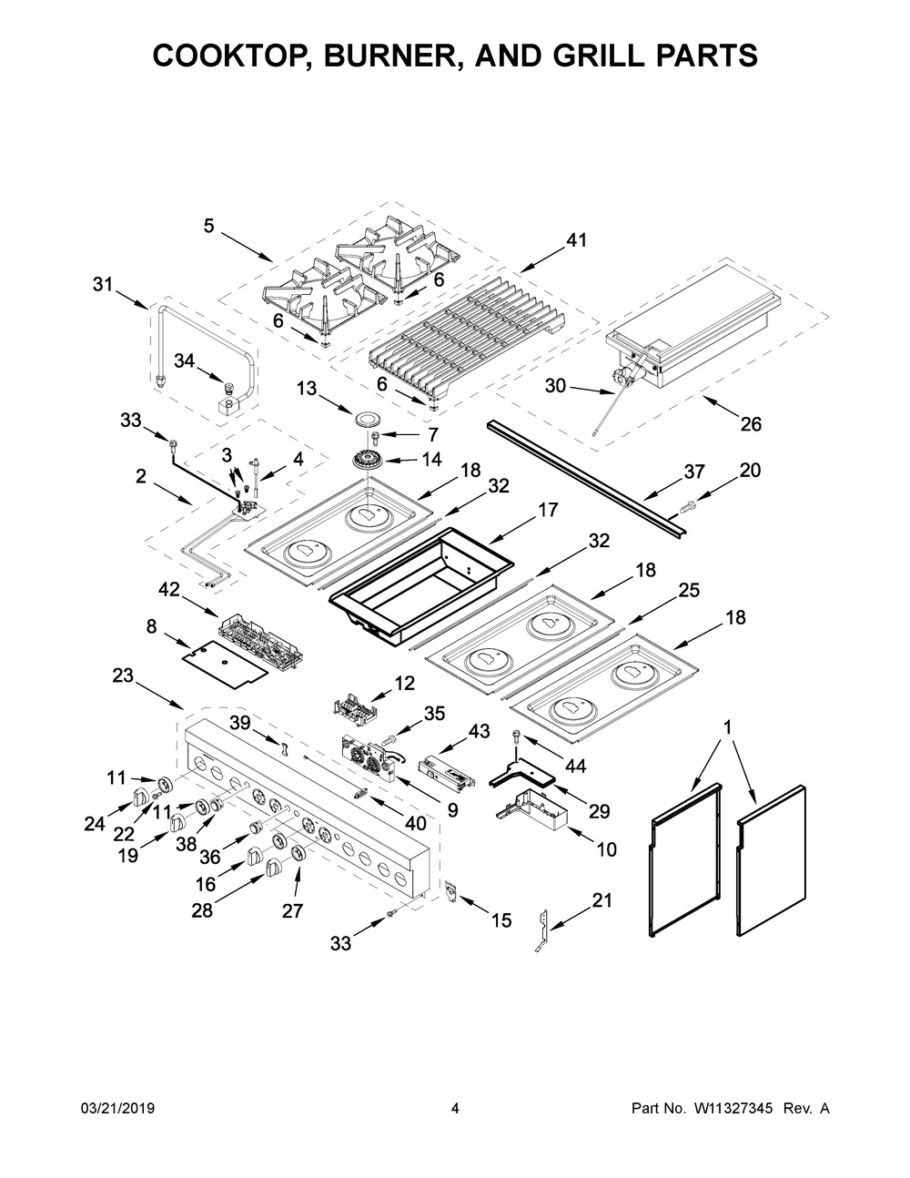 Cooktop, Burner, And Grill Parts Diagram and Parts List for JDRP648HL00  Maytag Range