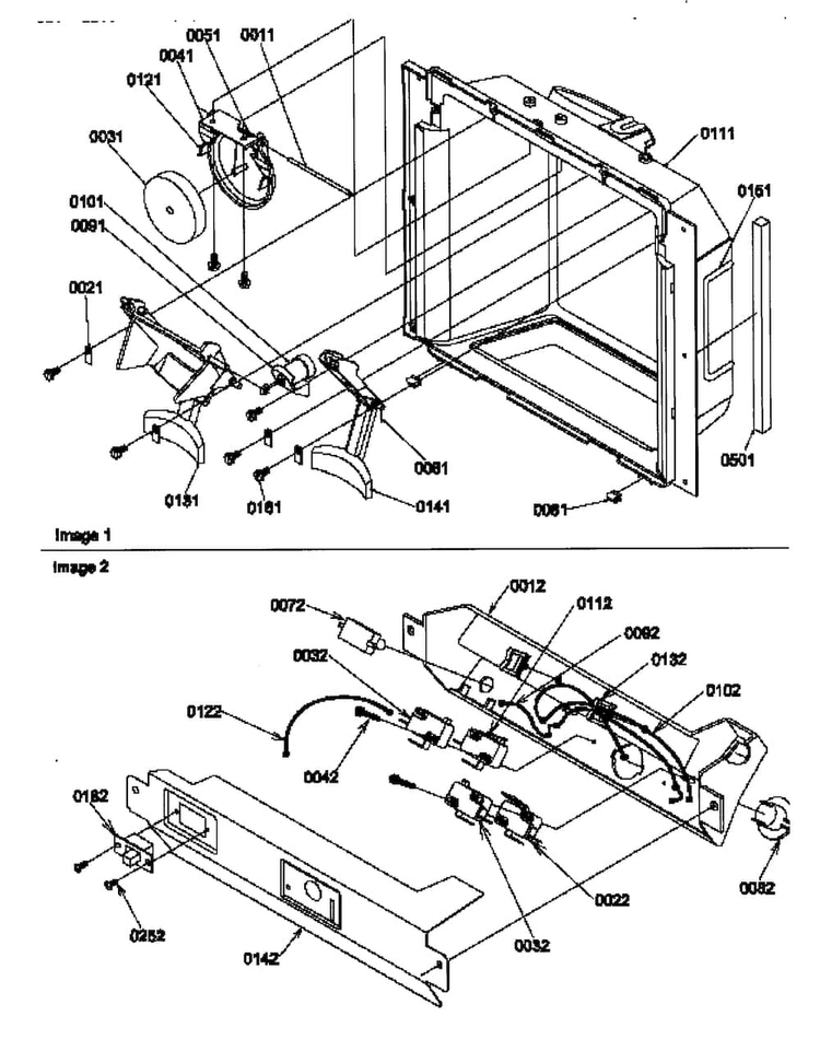 Ice/water Cavity/bracket Assembly Diagram and Parts List for SCD25TW-P1190426WW  Amana Refrigerator