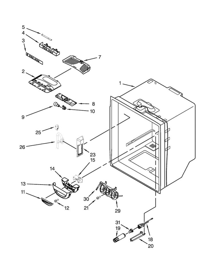 Refrigerator Liner Parts Diagram and Parts List for JFC2290VEM3  Jenn-Air Refrigerator