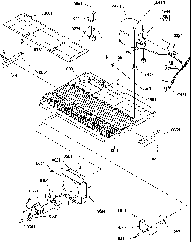 Machine Compartment Diagram and Parts List for SQD25TW-P1190427WW  Amana Refrigerator