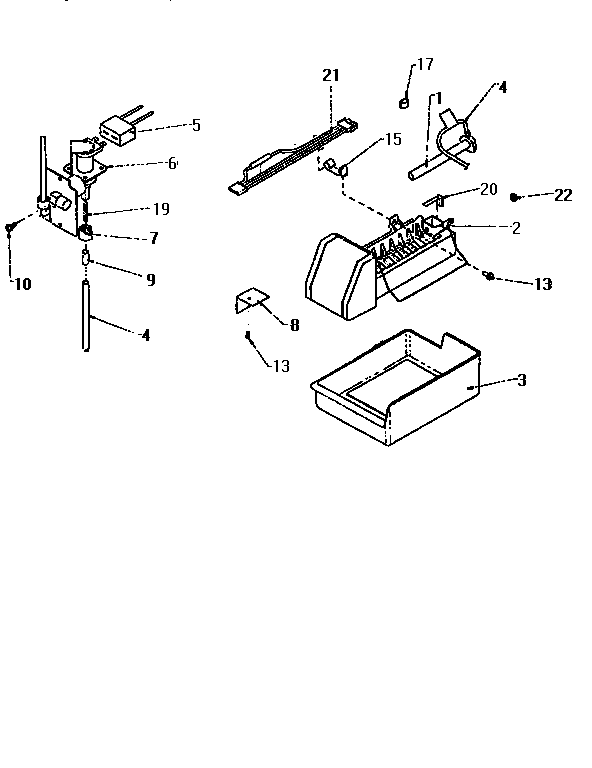 Add-on Icemaker Asm/ Top Mounts Diagram and Parts List for THI18S3W-P1195401W  Amana Refrigerator