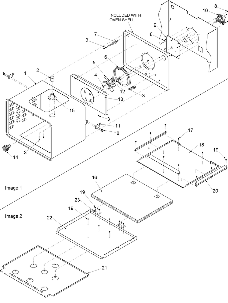 Oven & Bottom Insulation Assy Diagram and Parts List for AOES3030WW-P113237NWW  Amana Wall Oven