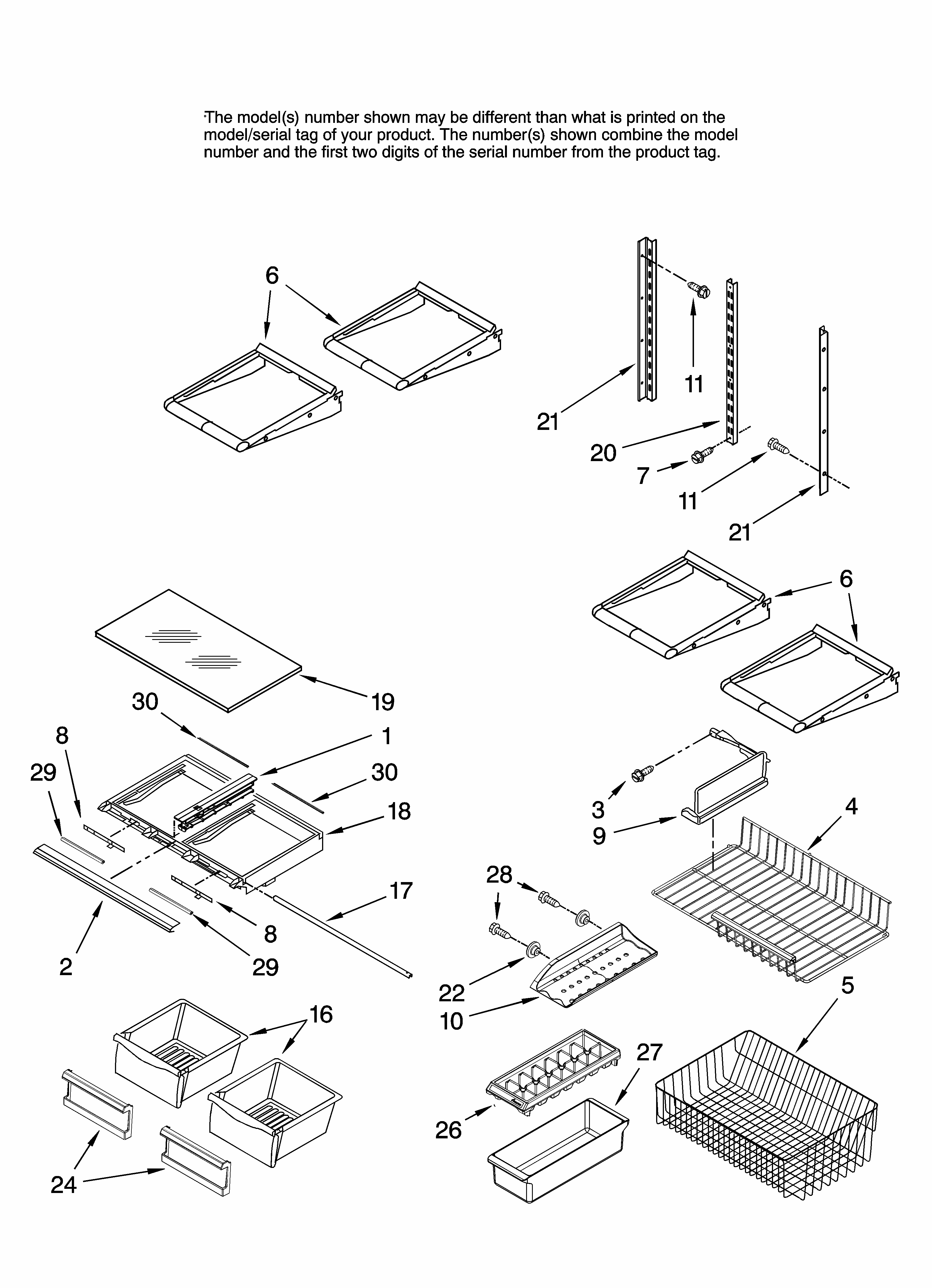 Shelf Parts, Optional Parts Diagram and Parts List for GB6525PEAS10  Maytag Refrigerator