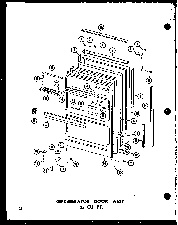 Refrigerator Door Assy 23 Cu. Ft. Diagram and Parts List for TC18B-P73500-7W  Amana Refrigerator