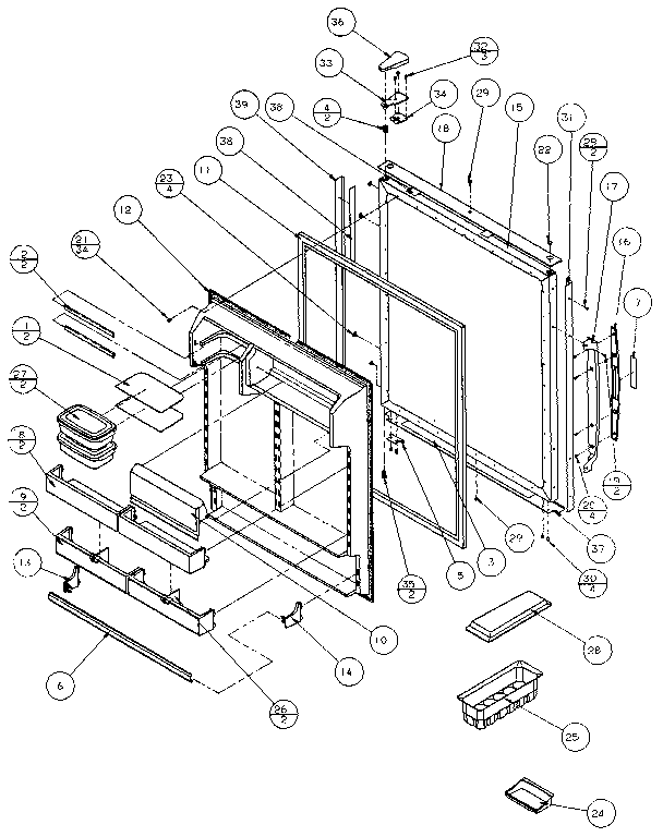 Refrigerator Door Diagram and Parts List for 86068-P1125513  Amana Refrigerator
