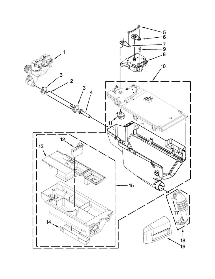 Dispenser Parts Diagram and Parts List for MHW6000XW0  Maytag Washer