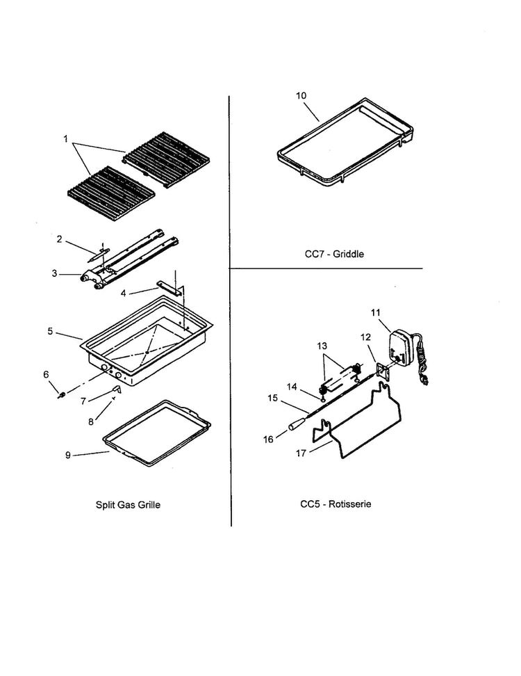 Grille/griddle Cc7/rotisserie Cc5 Diagram and Parts List for AGDS901E P1131829NE Amana Range