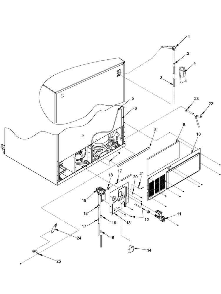 Cabinet Back Diagram and Parts List for XRSR465BB-PXRSR465BB0  Amana Refrigerator