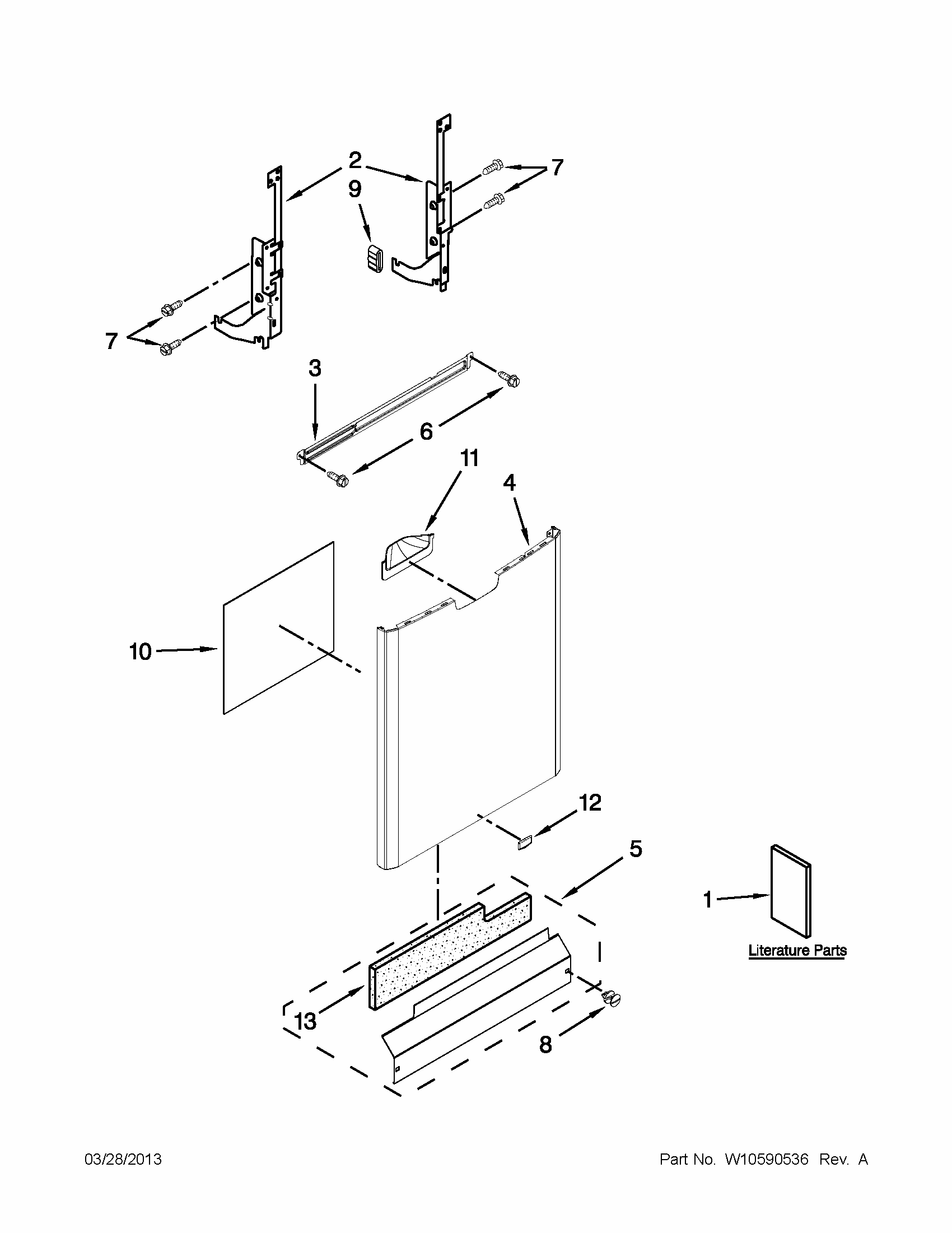 Door And Panel Parts Diagram and Parts List for MDB4709PAM2  Maytag Dishwasher
