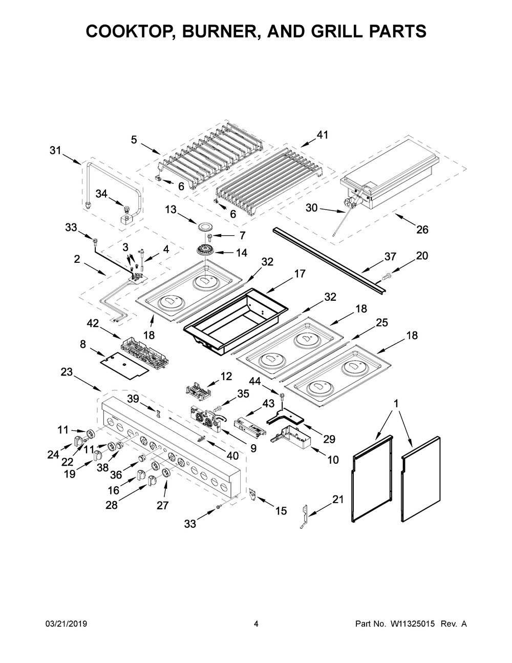 Cooktop, Burner, And Grill Parts Diagram and Parts List for JDRP648HM00  Maytag Range